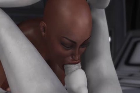 3d Alien Dickgirl bonks A tight ebon bondman In Space Station